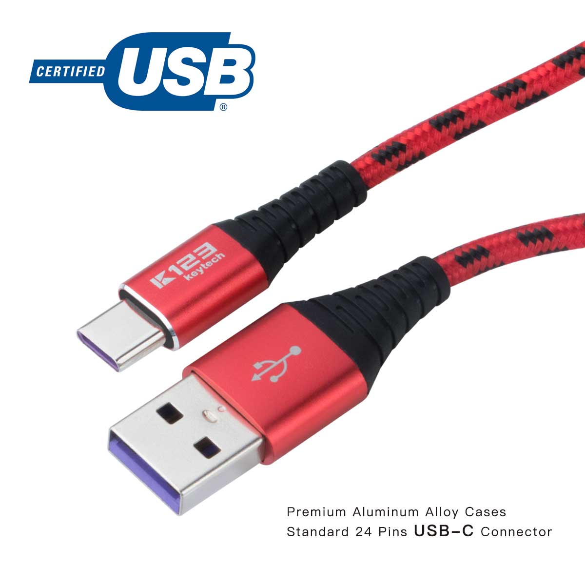 Kcc022-1M/1.5m/2M nylon tejer teléfono móvil USB DATA Charger cable Andrea-C cable