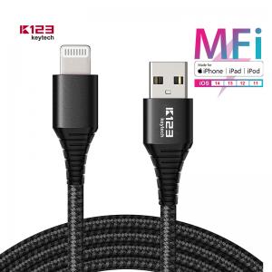 Cable DE DATOS KAL019 Apple Lightning, conector trenzado de nylon certificado MFi 2.4A C89
